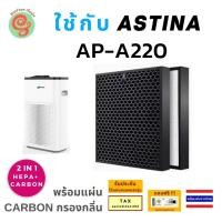 ราคา แผ่นกรองเครื่องฟอกอากาศ ASTINA รุ่น AP-A220 ไส้กรองอากาศ HEPA filter กรองฝุ่น pm 2.5 และไส้กรองกลิ่น APA220 AP A220 (24216445153)