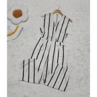 ราคา ชุดจั้มสูทแฟชั่นคอวีแขนกุดลายทูโทนขาว-ดำ (49360592999)