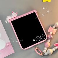 ราคา น่ารัก 3D Cat สีชมพูเคสโทรศัพท์ Candy สร้อยข้อมือหนังสําหรับ Motorola Razr 60Ultra Razr 60 Razr 50Ultra Razr 50 ปกหลัง (48750974572)