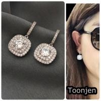ราคา (พร้อมส่ง) Toonjen ต่างหูประดับเพชร cz เรียบหรู สีเงิน คุณภาพดี น้ำหนักเบา ไม่เจ็บหู ❤️ใส่ออกงาน ❤️ใส่งานแต่ง (13019073310)