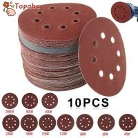ราคา TOPABJW 10PCS กระดาษทรายขัดสีแดง 5 นิ้ว 8 หลุมแผ่นขัดทรงกลมแบบมีรู (57760235847)