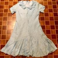 ราคา เดรสลูกไม้ฉลุคอปกสีฟ้า (2816206489)