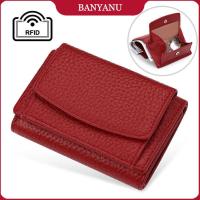 ราคา ❤ BANYANU กระเป๋าสตางค์เหรียญ RFID ขนาดเล็กกระเป๋าสตางค์หนังแท้สำหรับสุภาพสตรีสีแดงสีเขียวแฟชั่ (42673172644)