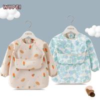 ราคา วุพอิ เด็กให้อาหารเอี๊ยม,เสื้อให้อาหารนุ่มแขนยาวผ้ากันเปื้อน,กันน้ําเด็กให้อาหารสม็อคข้าวกระเป๋าเด็กวัยหัดเดินเอี๊ยม (52856075840)