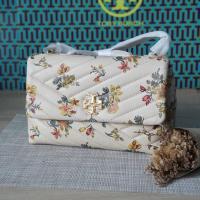 ราคา TORY BURCH Kira Chevron Printed Small Convertible Shoulder Bag Rose Floral (8776651263)
