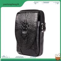 ราคา Leather lnc กระเป๋ามือถือหนังแท้อัดลายจระเข้สองซิป3ชั้นแบบคาดเข็มขัด รุ่น MBSP2007 (51410143008)