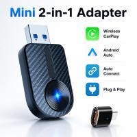 ราคา 2 in 1 Wireless CarPlay Android Auto Adapter,2026 Mini USB Dongle, Wired to Wireless, Plug & Play (49961261057)