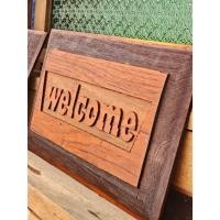 ราคา ป้ายไม้ Welcome ป้ายไม้ Welcome ไม้แท้ สไตล์วินเทจ (50459107048)