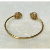 ราคา ส่งต่อ ทองเหลืองเก่า กำไลข้อมือทองเหลืองหัวบัวฉลุลาย Antique Brass Bracelet (42917895171)