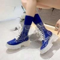 ราคา ❥ รองเท้าบู๊ตสตรีทโปร่งใสแฟชั่นสำหรับผู้หญิง, รองเท้ากันน้ำกันลื่นพื้นหนารองเท้าบูทหน้าฝนอเนกปร (29130892771)