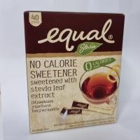 ราคา Equal Stevia อิควล สตีเวีย หญ้าหวานธรรมชาติ สารให้ความหวานแทนน้ำตาล 1 กล่องมี 40 ซอง (7590912193)