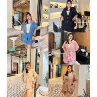 ราคา เซ็ต2ชิ้น เสื้อสูท+กางเกงขาสั้นมีกระเป๋าสองข้าง เสื้อผ้าสาวอวบอ้วน พลัสไซส์ ไซส์ใหญ่ ชุดเซ็ตสาวพลัสไซส์ เช็ตสาวอวบ (23719937126)