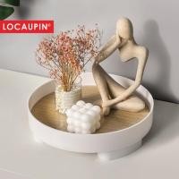 ราคา Locaupin ถาดไม้ทรงกลมถาดตกแต่งชนบทฤดูใบไม้ร่วงตกแต่งบ้านถาดเสิร์ฟบ้านไร่โต๊ะกาแฟตกแต่งถาดวงกลม (52061269405)