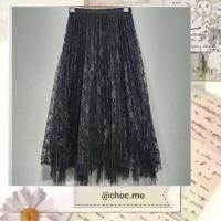 ราคา กระโปรงผ้าลูกไม้อัดพลีทสีดำ (22961890555)