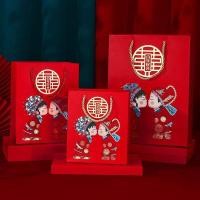 ราคา ถุงกระดาษสีแดงใส่ของขวัญ ของรับไหว้งานแต่งงานลายซังฮี้ (พร้อมส่งในไทย) (13450492102)
