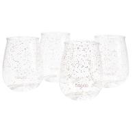 ราคา พร้อมส่ง ของแท้ ban do Stemless Acrylic Wine Glass Set of 4 (Glitter Infusion) (18270090589)