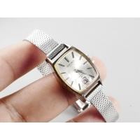 ราคา นาฬิกา Vintage มือสองญี่ปุ่น Seiko ชุบทอง 21 7330 หน้าปัดสีเงิน ผู้หญิง ไขลาน รูปทรงเบาะ 18mm (27092554504)