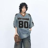 ราคา EERSHENSHI รักบี้ย้อนยุคอเมริกันสวมเสื้อกีฬาหลวม (53809993449)