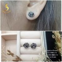 ราคา ((JindaJewelry)ต่างหูตะกร้อเงินแท้92.5%แบบรมดำ (23654397511)
