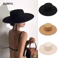 ราคา DUMMYL หมวกสักหลาด, Hepburn Style Retro Women Flatcap, หมวกปานามาปีกกว้างสีทึบฝรั่งเศสแจ๊ส (45712202701)