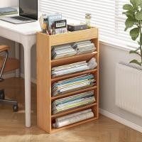 ราคา Desk side shelf desk side storage small bookshelf narrow gap movable small bookshelf learning desk storage cabinet (40177486370)