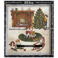 ราคา ผ้าคอตตอนอเมริกา ลายเตาผิงคริสต์มาส Fireplace สำหรับงานผ้า งานตัดเย็บ กระเป๋าควิลท์ ตกแต่ง DIY (ChristmasBlock-07) (4281640026)