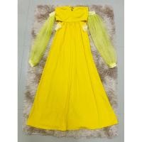 ราคา เดรสเปิดไหล่สีเหลือง (24955076431)