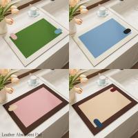 ราคา ขนาดเล็กสดและเรียบง่ายสีบล็อกหนังดูดซับเคาน์เตอร์ครัวแผ่นท่อระบายน้ําเครื่องชงกาแฟตกแต่งเสื่อตารางคราบและลื่น (53361986708)