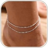 ราคา MIDEEO ทอง/เงินข้อเท้าสร้อยข้อมือผู้หญิง, 14K Gold Anklets สําหรับผู้หญิงกันน้ํา Cuban Link หัวใจลูกปัด Herringbone Rhinestone กําไลข้อเท้าชุดสร้อยข้อมือผู้หญิงทอง (55912302281)