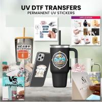 ราคา สติ๊กเกอร์ UV DTF หนานูน เคลือบเงา ไร้ขอบ ด้วยเครื่อง4หัวพิมพ์ (46304008999)