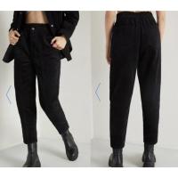 ราคา High-Waisted Corduroy Pants กางเกงยีนส์ ผ้าลูกฟูก เนื้อนุ่ม เอวจีบ ดีเทลตรงเอวน่ารักมาก สีดำ (25472244814)