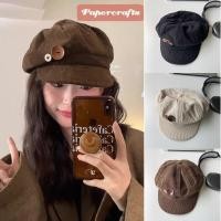 ราคา หมวกแปดเหลี่ยม และหมวกเบสบอลกันลมพร้อมผ้าลูกฟูก, เบเร่ต์วินเทจบำรุงความอบอุ่น, ออกแบบสำหรับผู้หญิงด้วยกระดาษคราฟท์ (50957707942)