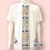 ราคา เสื้อผ้าฝ้ายคอจีน-แขนสั้น-สีขาว (11339527120)