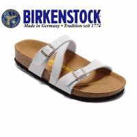 ราคา Birkenstock 34-41 รองเท้าแตะไม้ก๊อกสีขาวเคลือบด้านสําหรับผู้ชายและผู้หญิง Salina Slim-fit (48761176464)