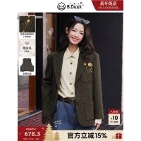 ราคา [Biscuit Star Duck] B.Duck เป็ดน้อยสีเหลือง 2025 ฤดูหนาวอารมณ์ชุดสูทผ้าขนสัตว์เรียบง่ายเสื้อแจ็คเก็ตทําด้วยผ้าขนสัตว์ผู้หญิง (53202582555)