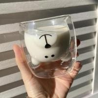 ราคา แก้วน้ำน้องหมี แก้วสองชัน แก้ว2ชั้น ทำให้ไม่ร้อนหรือเย็นมือเวลาจับแก้วน้ำใส (43763722476)