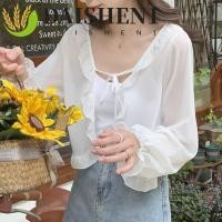 ราคา DAISHEN1 ลูกไม้คาร์ดิแกนผ้าพันคออุปกรณ์เสริม Elegant Retro Sun Protection Cape ห่อผ้าพันคอ Poncho แขนยาวชีฟองสั้น Top Coat (42630841128)
