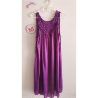ราคา ชุดนอนผ้าซาตินมือสองสีม่วงสด (28505773807)