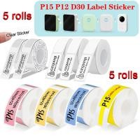 ราคา 5rolls P12 P15 thermal Label sticker 12x40 14x30 Transparent Label Paper for P11/P12/P15/P50/B100/D30/HP1 Label Printer (46860633584)