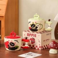 ราคา Apple Cat ถ้วยกาแฟพร้อมฝาปิดแก้วคิตตี้น่ารักกล่องนําเสนอสัตว์เลี้ยง Kucing Cawan คริสต์มาส (50006663670)