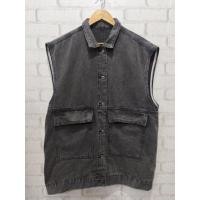 ราคา เสื้อกั๊กยีนส์สีดำวินเทจ แขนกุด ทรงโอเวอร์ไซส์ อก 46 ยาว 30" (45956329784)