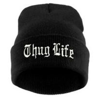 ราคา !! ฤดูหนาวหมวกถักที่อบอุ่น Thug Life beanies หมวกหมวกฮิปฮอปหมวกลําลองกลางแจ้ง (26604235455)