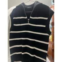 ราคา CC Double O_ เสื้อไหมพรมคอปก ซิป ลายทาง แขนสั้น (40765187185)