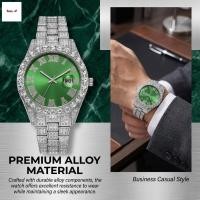 ราคา นาฬิกา Hiphop สําหรับผู้ชายพร้อมเคสโลหะผสมและสร้อยข้อมือ Featuring Rhinestone Dial สําหรับธุรกิจสไตล์ลําลอง (46762219313)