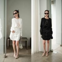 ราคา พร้อมส่ง มินิเดรสซีทรูลูกไม้ด้านในกระดุมเพชร งานป้าย vshopbrand (57502235182)