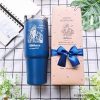 ราคา เลเซอร์รูปวาดลายเส้น (รูป+ข้อความ) แก้วเก็บความเย็น E 30oz ห่อของขวัญผูกโบว์ (25169649937)