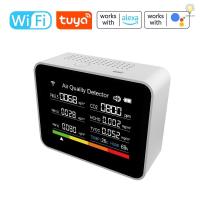 ราคา Cot 13 in 1 Tuya WIFI เครื่องตรวจจับคุณภาพอากาศอัจฉริยะ CO2 CO2 TVOC HCHO PM2.5 PM1.0 PM10 อุณหภูมิ ความชื้น เวลา วันที่ ปลุก จับเวลา นาฬิกาจับเวลา รองรับแอพระยะไกล (25200965175)