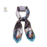 ราคา PEDZ ผ้าพันคอไหมซาตินพรีเมี่ยมพิมพ์ลายนก&ดอกซินเนี่ยขอบสีเขียว Green Bird&Zinnia Silk Satin Premium Scarf (8347111986)