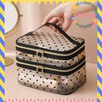 ราคา Kittbinne823 กระเป๋าเครื่องสําอางสําหรับเดินทาง, กระเป๋าแต่งหน้าไนลอนความจุขนาดใหญ่, แบบพกพาสีดําสีเทา Nude Double-layers ตาข่ายแต่งหน้าผู้หญิง (28576063081)