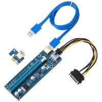 ราคา Riser VER009S 0.6M LED PCIE PCI-E 1X ถึง 16X Riser การ์ด 15Pin SATA ถึง 6Pin Power Gold plated USB 3.0 สําหรับ BTC Bitcoin Miner Mining (55708519202)